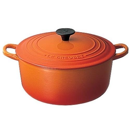 ル・クルーゼ LE CREUSET ココット ロンド IH対応 両手鍋 24cm 2501-24（オレンジ）