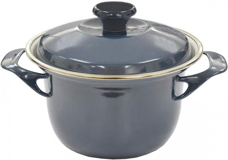 富士ホーロー 両手鍋 ホーロー IH対応 ココット 蓋付き 16cm ぺインズグレー E×-16 C CH