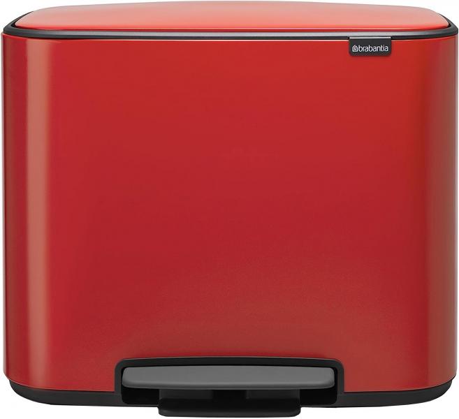 ブラバンシア ペダル式ゴミ箱 パッションレッド 11リットル×3 BO ダストボックス 3分別 ソフトクローズ ベルギー製 121029