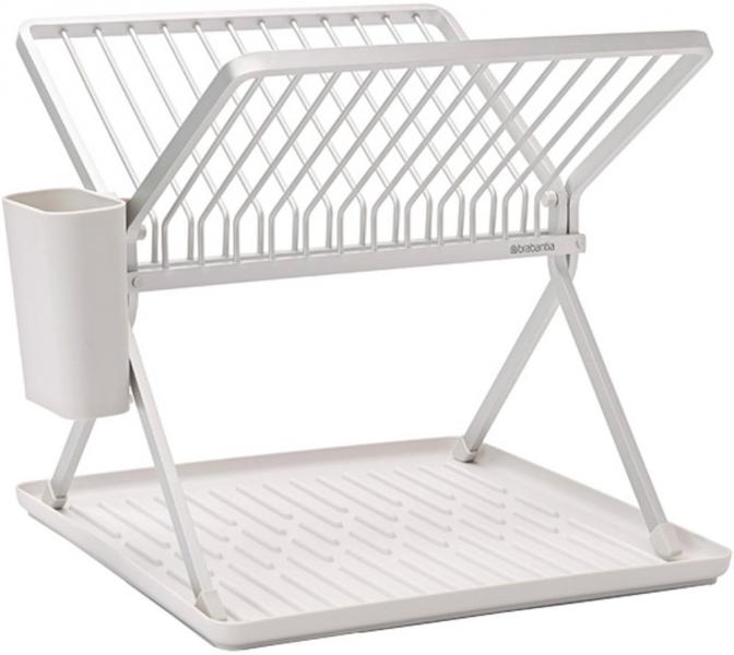 ブラバンシア フォルダブル ディッシュ ドライングラック 水切りかご カトラリー＆トレイ付き ライトグレイ 139383 サイズ:幅37×奥行33×高さ31.5cm