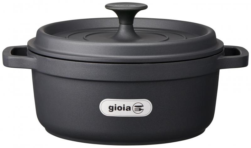 万年（Mannen） gioia キャセロール 24cm 両手鍋 オープン・IH・直火対応 オープン・IH・直火対応 軽量 アウトドア フッ素コート 焦げ付きにくい ブラック XC-24BK