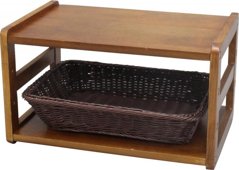 オスマック トースターラック 39.5×25×22.5cm ダークブラウン 洗えるバスケット付き 天然木のトースターラック TSL-3925DB