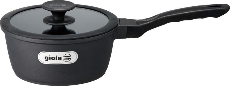 万年（Mannen） gioia ソースパン 18cm 片手鍋 キャセロール IH・直火対応 軽量 フッ素コート 焦げ付きにくい ブラック XC-S18BK