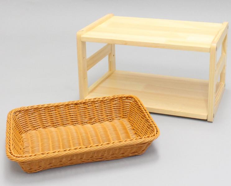 オスマック トースターラック 39.5×5×.5cm ナチュラル 洗えるバスケット付き 天然木のトースターラック TSL-395N