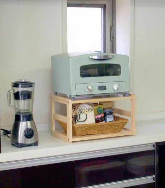 オスマック トースターラック 39.5×5×.5cm ナチュラル 洗えるバスケット付き 天然木のトースターラック TSL-395N