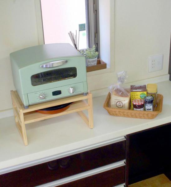 オスマック トースターラック 39.5×5×.5cm ナチュラル 洗えるバスケット付き 天然木のトースターラック TSL-395N