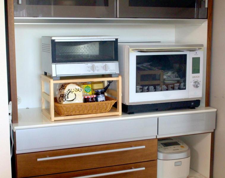 オスマック トースターラック 39.5×5×.5cm ナチュラル 洗えるバスケット付き 天然木のトースターラック TSL-395N