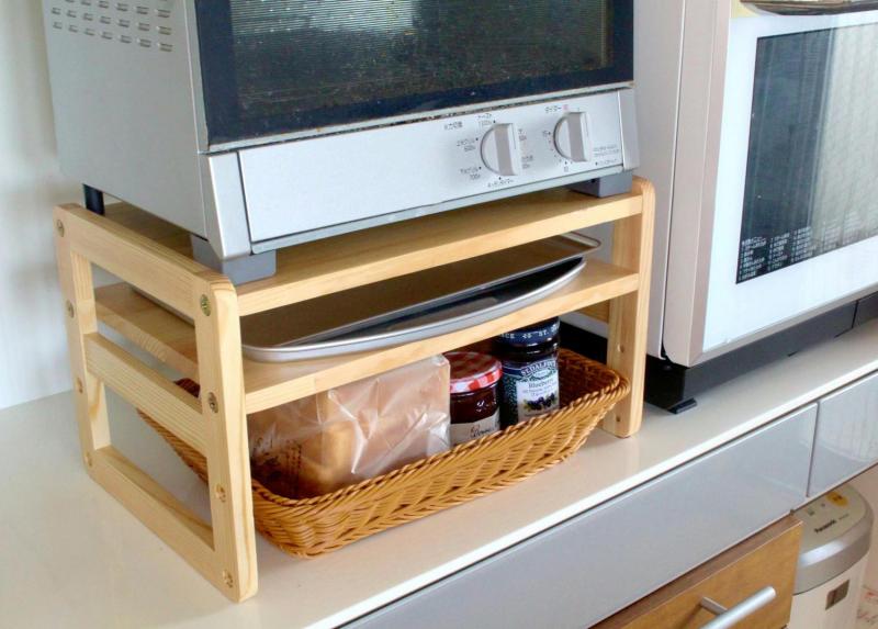 オスマック トースターラック 39.5×5×.5cm ナチュラル 洗えるバスケット付き 天然木のトースターラック TSL-395N