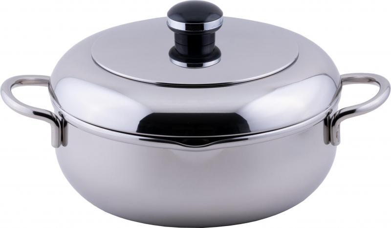 宮崎製作所 オブジェ ザ・天ぷら 両手鍋 20cm 日本製 5年保証 IH対応 軽量 OJ-44 銀