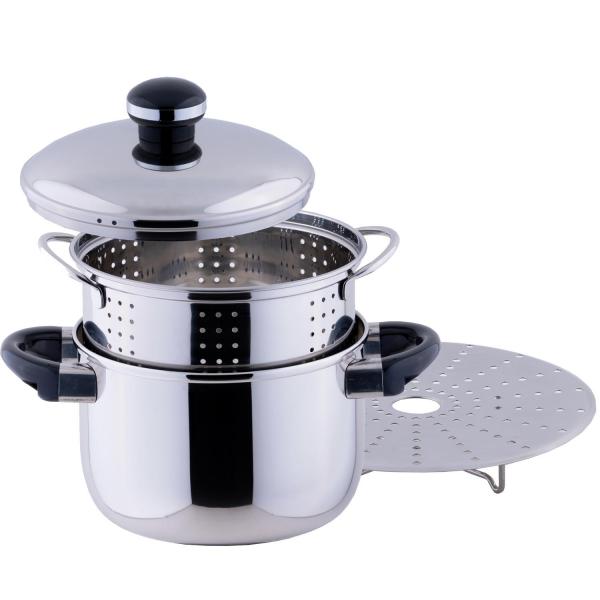 オブジェ シチューポット 18cm ＆穴明き内鍋＆スチームプレート 日本製 ガス・IH対応 全面鉄芯三層鋼 OJ-5D-D