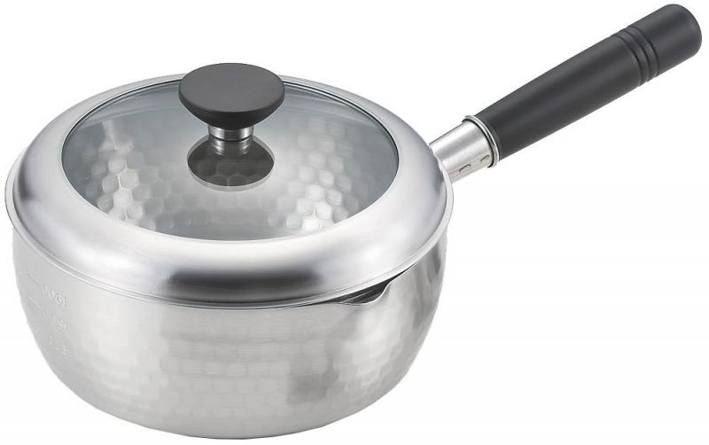 銀鱗 蓋付き 槌目 雪平鍋 20cm （お玉付き） GR-202A 5,051円