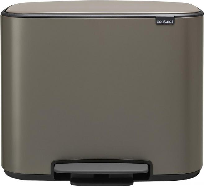 ブラバンシア ペダル式ゴミ箱 プラチナ 11リットル×3 BO ダストボックス 3分別 ソフトクローズ ベルギー製 121067
