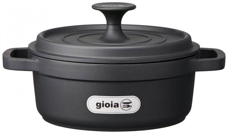 万年（Mannen） gioia キャセロール 20cm 両手鍋 オープン・IH・直火対応 オープン・IH・直火対応 軽量 アウトドア フッ素コート 焦げ付きにくい ブラック XC-20BK