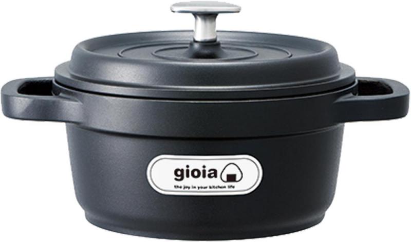 万年（Mannen） gioia ご飯鍋 レシピ付き 2合炊き IH・ガス対応 炊飯 竹炭コート ブラック XC-16GBK