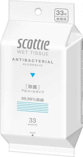  日本製紙クレシア（株） ［24個セット］スコッティ ウェットティッシュ除菌アルコールタイプ 携帯用 33枚