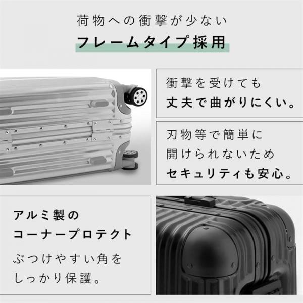 スーツケース Mサイズ アルミフレーム ダブルキャスター APL-M-BK ブラック