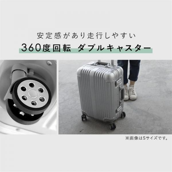 スーツケース Mサイズ アルミフレーム ダブルキャスター APL-M-BK ブラック