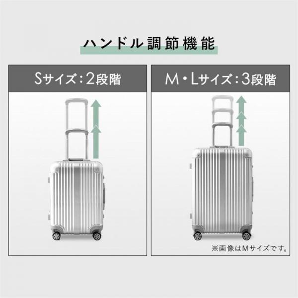 スーツケース Mサイズ アルミフレーム ダブルキャスター APL-M-BK ブラック