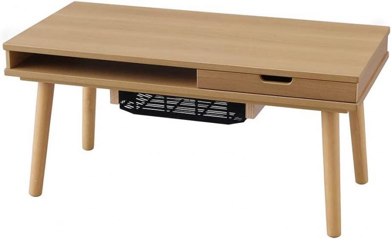 こたつテーブル 長方形 ロータイプ 収納付 IKT-SA0840-LBR ライトブラウン