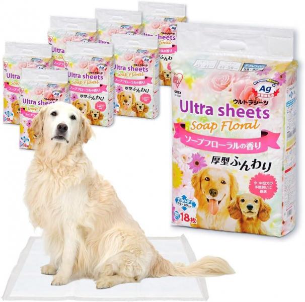 【144枚入】【厚型】香り付きウルトラシーツ ソープフローラルの香り ダブルワイド 18枚×8袋セット