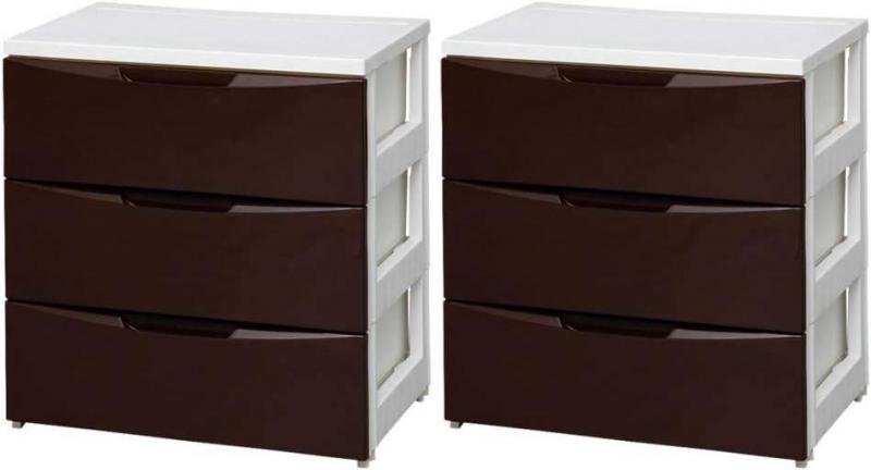 アイリスオーヤマ 【2個セット】カラーコーディネートチェスト レギュラー 3段 COD-553 ホワイト/ブラウン