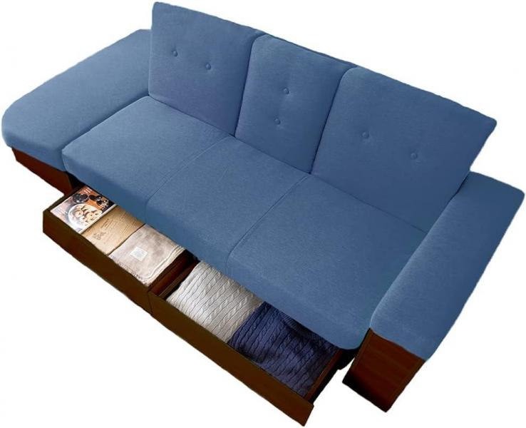 収納テーブル付きソファベッド STSB-2110 ブルー