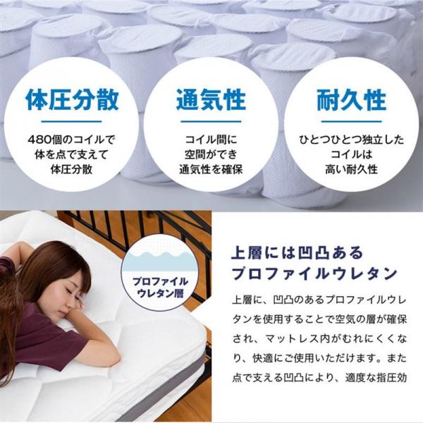 マットレス シングル ポケットコイル 厚さ20cm 3ZONE-PKTM-S