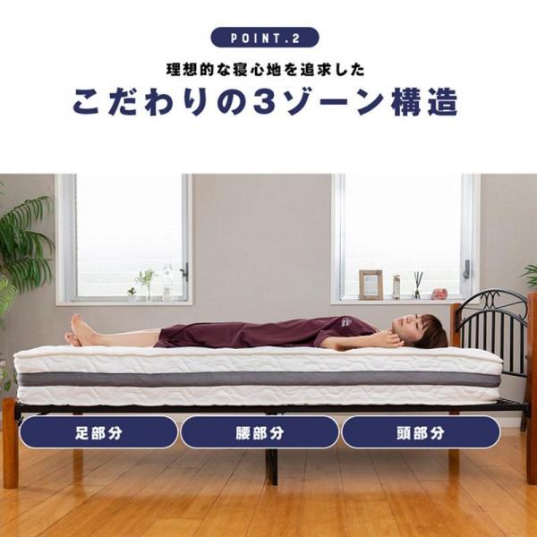 マットレス シングル ポケットコイル 厚さ20cm 3ZONE-PKTM-S
