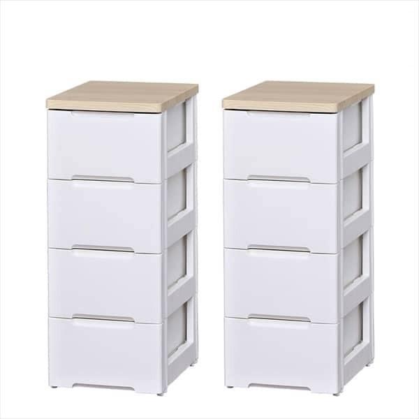 アイリスオーヤマ 【2個セット】ウッドトップチェスト 4段 HG-324 ホワイト