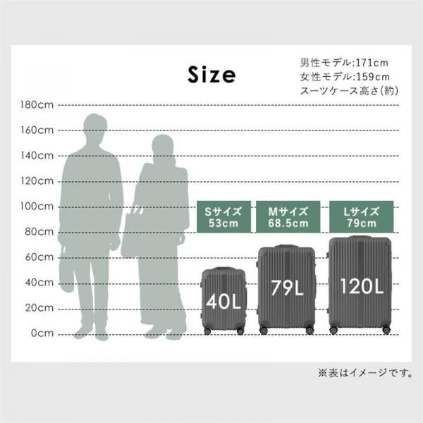 スーツケース Sサイズ 40L 拡張機能付き ダブルキャスター APL-S-BK ブラック