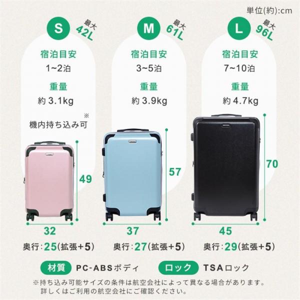 スーツケース Sサイズ 32L 機内持ち込み可能 拡張機能付き ダブルキャスター 5515-49 ブラック