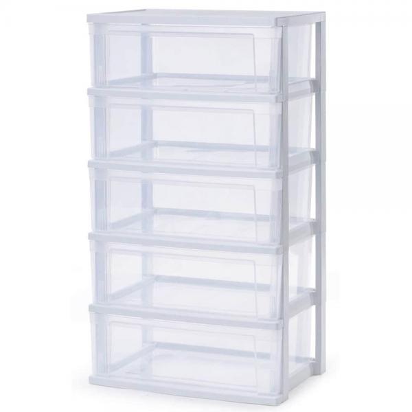 アイリスオーヤマ ワイドチェスト ホワイト/クリア NSW-545