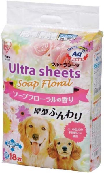 【72枚入】【厚型】香り付きウルトラシーツ ソープフローラルの香り ダブルワイド 18枚×4袋セット
