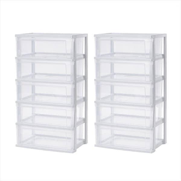 アイリスオーヤマ 【2個セット】ワイドチェスト ホワイト/クリア NSW-545