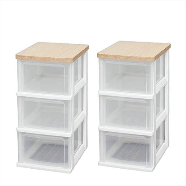 アイリスオーヤマ 【2個セット】ウッドトップチェスト 3段 WTS-303 フレンチオーク