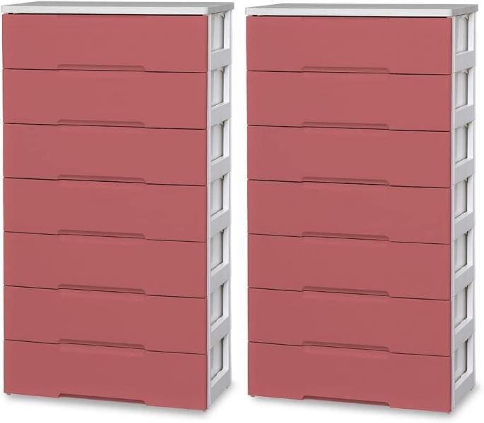 アイリスオーヤマ 【2個セット】ウッドトップチェスト HG-727R スモーキーレッド