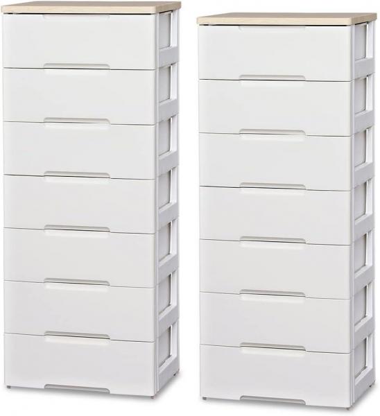 アイリスオーヤマ 【2個セット】ウッドトップチェスト 7段 HG-557 ホワイト