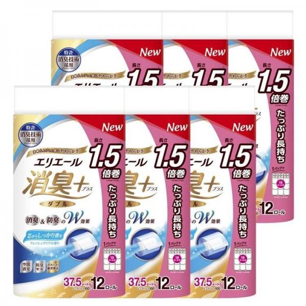 【72ロール】トイレットペーパー ダブル 12ロール×6 エリエール