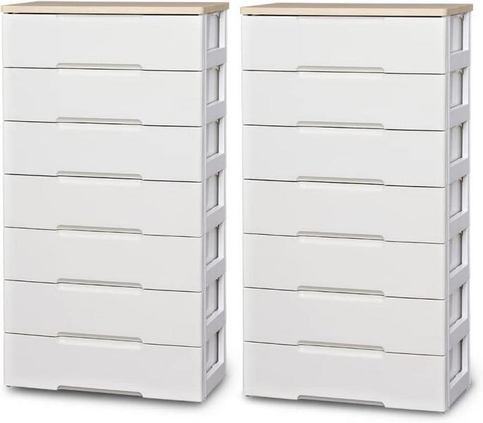 アイリスオーヤマ 【2個セット】ウッドトップチェスト 7段 HG-727 ホワイト