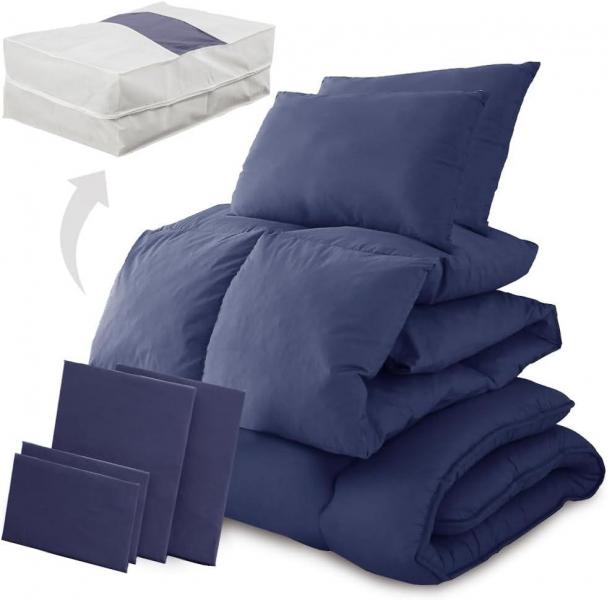 羽根布団9点セット D HNFT9-D ネイビー 9,621円