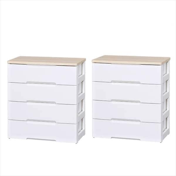アイリスオーヤマ 【2個セット】ウッドトップチェスト 4段 HG-724 ホワイト