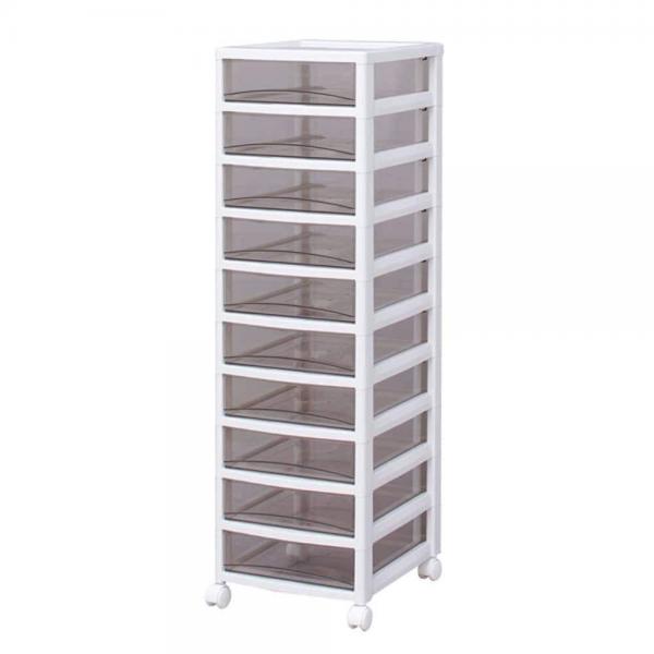 アイリスオーヤマ スーパークリアチェスト 浅型引出し10段 SCE-1000 ホワイト/クリアブラウン