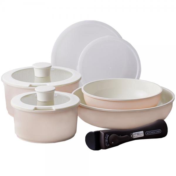 アイリスオーヤマ セラミックカラーパン9点セット CCRC-9S グレイッシュピンク