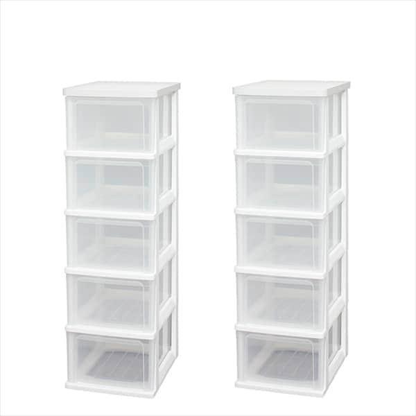 アイリスオーヤマ 【2個セット】ウッドトップチェスト 5段 WTS-305 ホワイト