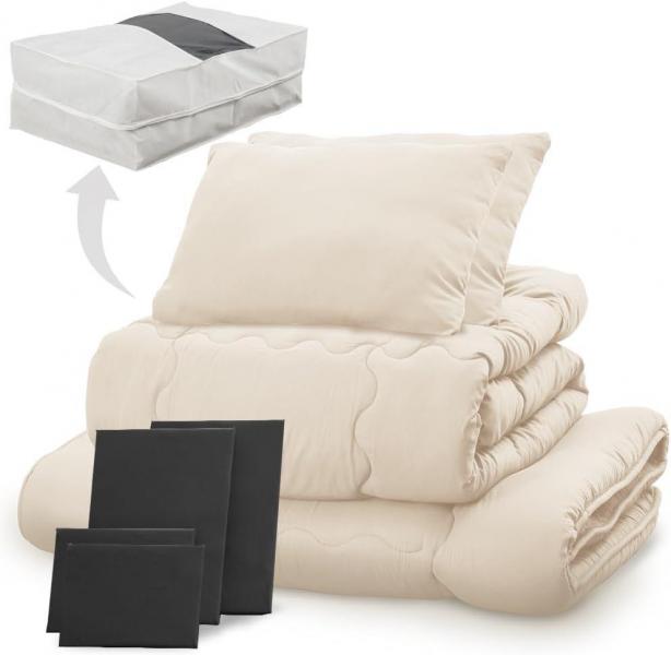 ポリエステル綿布団9点セット D PCFT9-D ブラック