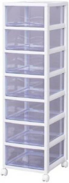 アイリスオーヤマ スーパークリアチェスト 深型引出し7段 SCE-070 ホワイト/クリアブルー