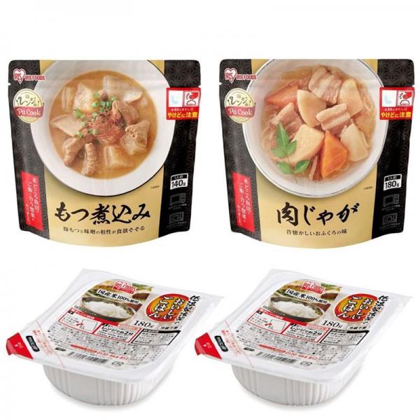 もつ煮込み＋肉じゃが＋パックご飯2個