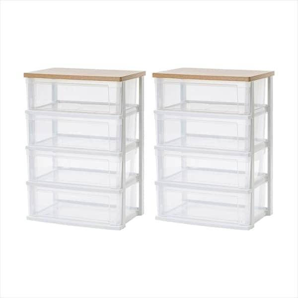 アイリスオーヤマ 【2個セット】ウッドトップチェスト フレンチオーク NSW-544WT