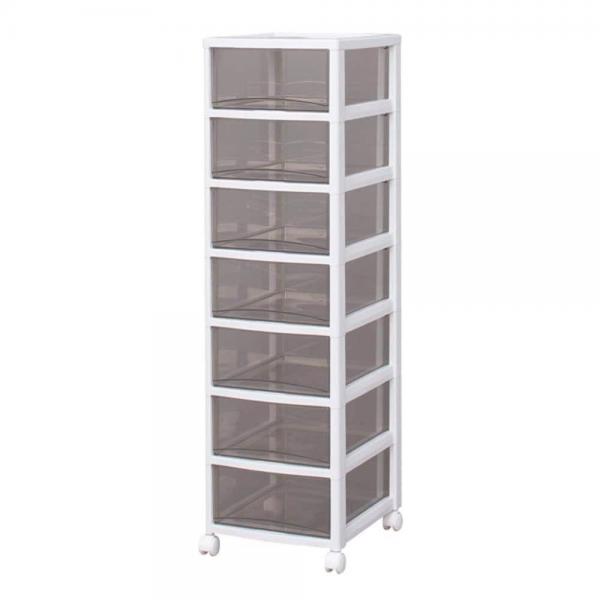 アイリスオーヤマ スーパークリアチェスト 深型引出し7段 SCE-070 ホワイト/クリアブラウン