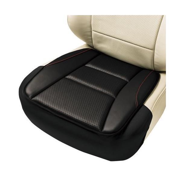 5678-43BK BONFORM シートクッション レザーアロー 軽/普通車用 ヒップ型 スカート型ストッパー付き パンチングレザー サイズ:45×45×2cm カラー:ブラック